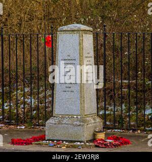 Horton Cemetery war Memorial, Gedenken an tote Patienten und Soldaten, Februar 2021 Winter, Epsom, Surrey, Großbritannien Stockfoto