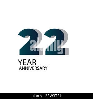 22 Jahre Jubiläum Vektor Vorlage Design Illustration Blau Elegant Weiß Hintergrund Stock Vektor