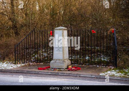 Horton Cemetery war Memorial, Gedenken an tote Patienten und Soldaten, Februar 2021 Winter, Epsom, Surrey, Großbritannien Stockfoto