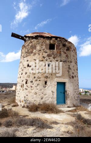 Ruinen der alten Windmühle in Kefalos Altstadt auf Die griechische Insel Kos Stockfoto