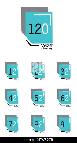 Set 120 Jahr Jubiläum Vektor Vorlage Design Illustration Blue Box Eleganter Weißer Hintergrund Stock Vektor