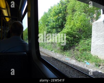 Blick von Tyne und tragen U-Bahn-Wagen am 21st. Mai 2010 Stockfoto