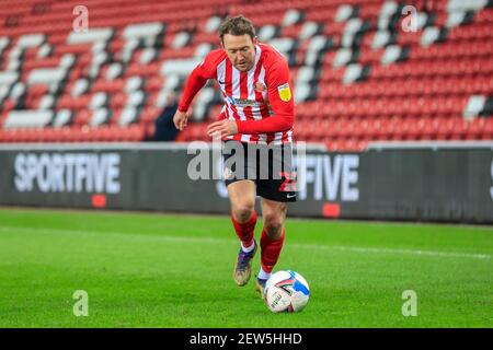 Sunderland, Großbritannien. März 2021, 02nd. Aiden McGeady #28 von Sunderland während des Spiels in Sunderland, UK am 3/2/2021. (Foto von Iam Burn/News Images/Sipa USA) Quelle: SIPA USA/Alamy Live News Stockfoto