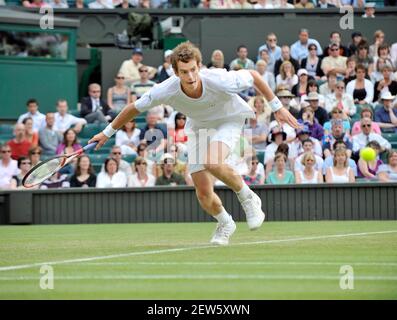 WIMBLEDON TENNIS CHAMPIONSHIPS 2008. 2ND TAG 24/6/2008 JAMMIE MURRAY WÄHREND SEINES SPIELS MIT F.SANTONO. BILD DAVID ASHDOWN Stockfoto