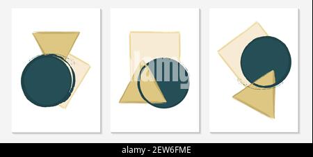 Minimalismus. Eine Reihe von abstrakten Plakaten mit geometrischen Formen. Vektorgrafik. Stock Vektor