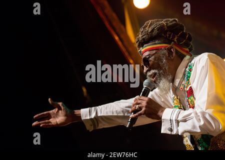 Michael Bunel / Le Pictorium - Tod von Bunny Wailer - 20/07/2014 - Frankreich / Paris - Neville O'Riley Livingston, besser bekannt als Bunny Wailer in der wilden Kabarettszene, geboren am 10. April 1947 in Kingston, ist ein jamaikanischer Singer-Songwriter. Wailer ist zusammen mit Bob Marley und Peter Tosh eines der Gründungsmitglieder der Wailers. Er singt, komponiert und spielt Njabinghi Percussion. 1974 verließ er die Wailers, um eine Solo-Karriere zu machen. Stockfoto