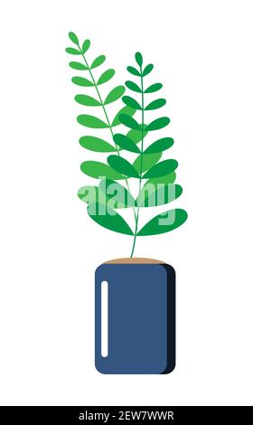 Einfacher Ficus im Topf, Abbildung der Gummipflanze. Startseite grüne Pflanze Symbol Vektor. Heim Garten Schild Illustration. Stock Vektor