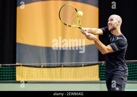 Rotterdam, Niederlande. März 2021, 02nd. ROTTERDAM, NIEDERLANDE - 2. MÄRZ: Arian Mannarino von Frankreich während seines Spiels gegen Hubert Hurkacz von Polen während des 48e ABN AMRO World Tennis Tournament in Rotterdam Ahoy am 2. März 2021 in Rotterdam, Niederlande (Foto von Henk Seppen/Orange Pictures) Credit: Orange Pics BV/Alamy Live News Stockfoto