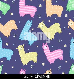 Cute Färbung Lamas nahtlose Muster für Baby Stock Vektor