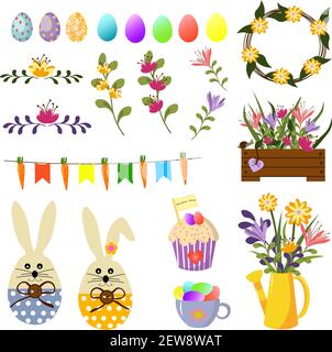 Set mit Attributen für Ostern. Stock Vektor