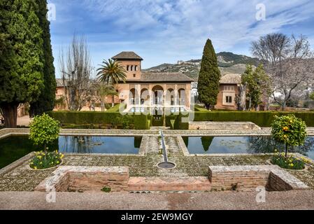 Die Gärten der Alhambra und Generalife, Granada, Spanien Stockfoto