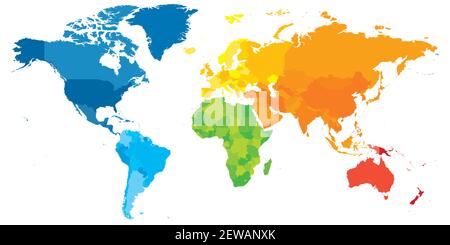 Bunte politische Karte der Welt Stock Vektor