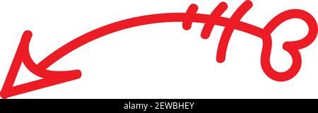 Gebogener roter Pfeil nach links, Illustration, Vektor auf weißem Hintergrund. Stock Vektor