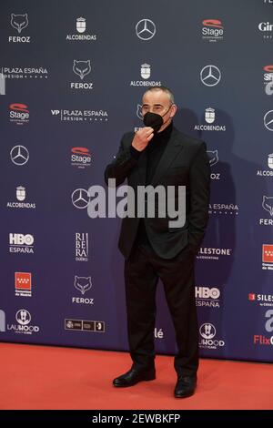 2. März 2021, Madrid, Madrid, Spanien: Eduard Fernandez nimmt an den Feroz Awards 2021 Teil - Red Carpet im VP Plaza Espana Design Hotel am 2. März 2021 in Madrid, Spanien (Bildquelle: © Jack Abuin/ZUMA Wire) Stockfoto