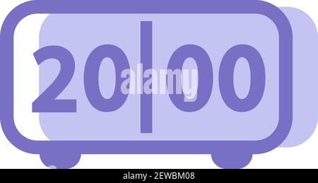 Digitale violette Uhr, Illustration, Vektor auf weißem Hintergrund. Stock Vektor