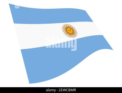 Argentinien winkende Flagge 3D Abbildung isoliert auf weiß mit Ausschnitt Pfad Stockfoto