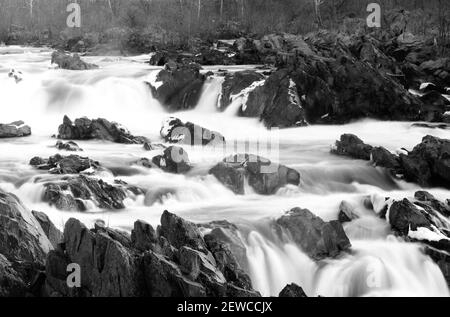 Great Falls Park und der Potomac River im Winter Stockfoto