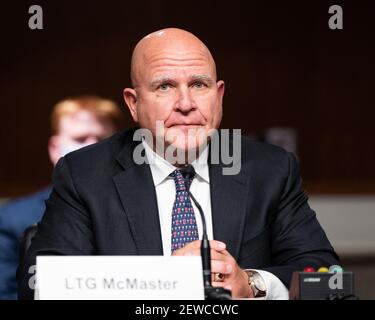 Washington, Usa. März 2021, 02nd. Generalleutnant H. R. McMaster (ausgeschieden), ehemaliger nationaler Sicherheitsberater der Vereinigten Staaten, spricht bei einer Anhörung des Armed Services Committee des Senats über globale Sicherheitsherausforderungen und -Strategie. Kredit: SOPA Images Limited/Alamy Live Nachrichten Stockfoto