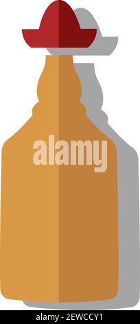 Mexikanischer Tequila, Illustration, Vektor auf weißem Hintergrund. Stock Vektor