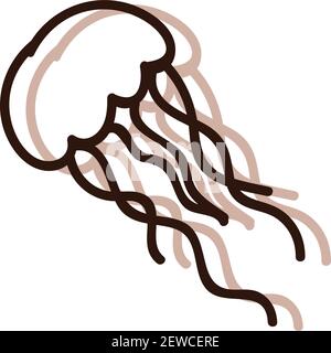 Quallen, Illustration, Vektor auf weißem Hintergrund. Stock Vektor