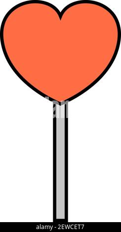 Herz-Lolipop, Illustration, Vektor auf weißem Hintergrund. Stock Vektor