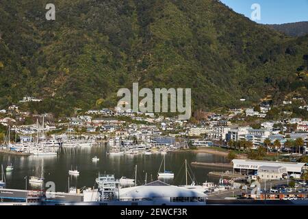Picton Harbour in den Marlborough Sounds im Süden Neuseelands Insel Stockfoto