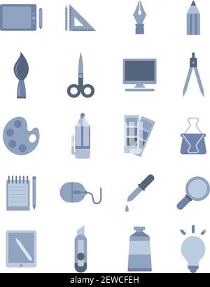 Designer-Tools, Illustration, Vektor auf weißem Hintergrund. Stock Vektor
