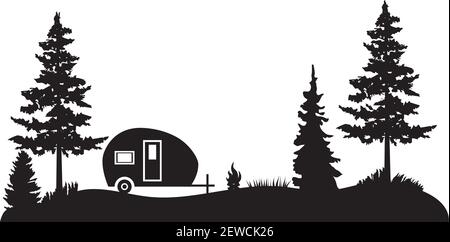 vektor-Illustration von einem Camping Hintergrund im Wald. Stock Vektor