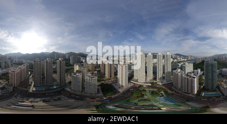 360 Grad Panorama Ansicht von Sha Tin Road Safety Park umgeben von Privatwohnungen Kong Pui Street Shatinwai New Territories Hongkong