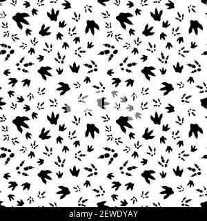 Dinosaurier Fußabdruck Spuren. Minimalistisches Nahtmuster. Hintergrund mit Pfote, Klaue Raubtier. Dinosaurier Fußabdruck Illustration perfekt für Textil, Wrap und Tapete und Design Stock Vektor