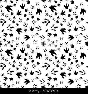 Dinosaurier Fußabdruck Spuren. Minimalistisches Nahtmuster. Hintergrund mit Pfote, Klaue Raubtier. Dinosaurier Fußabdruck Illustration perfekt für Textil-, Wrap-und Stock Vektor