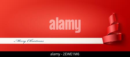 Papier Banner mit Papier Weihnachtsbaum. Schneiden Sie ein Blatt Papier mit Frohe Weihnachten Gruß. Vektorgrafik 3D. Stock Vektor