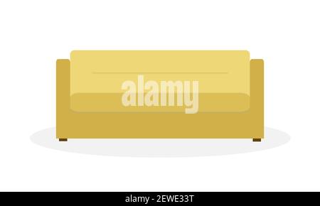 Sofa in gelben Farben auf Holzbeinen. Minimalistischer Möbelstil. Flache Vektorgrafik Stock Vektor