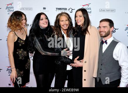 Chelsea Tyler, left, Mia Tyler, Steven Tyler, Liv Tyler and Taj Tallarico  are seen at “Steven Tyler…OUT ON A LIMB” at Lincoln Center on Monday, May  2, 2016 in New York. (Photo