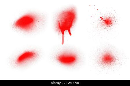 Rote Spray und Flecken Pinsel isoliert auf weißem Hintergrund für Malen Stockfoto