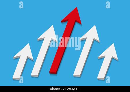Geschäfts- und Führungskonzept. Pfeile in verschiedenen Größen. Vektorgrafik Stockfoto