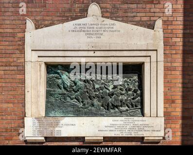 1. Weltkrieg Gedenkstätte low-relief Schnitzerei in der Kathedrale in Szeged, Süd-große Ebene Region, Ungarn, Mitteleuropa Stockfoto