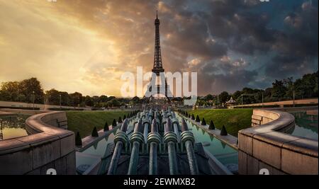 Eiffelturm, Trocadero, Jardins du Trocadero, Place de Trocadero, Paris, Frankreich Stockfoto