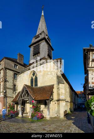 Frankreich, Calvados, Pays d'Auge, Honfleur und seine malerische Alte Kirche sowie die Kirche Quai Saint Etienne, Saint Etienne Stockfoto