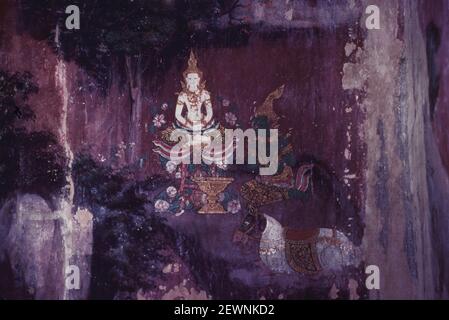 Punnaka Hören von Vidhura Predigen Sie das Dhamma, Wat Suwannaram, Thonburi, Bangkok, Thailand Stockfoto