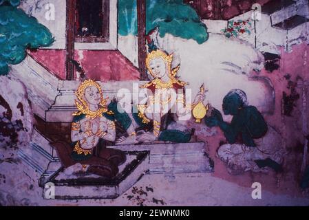 Sakka zum Testen von Vessantara, Wat Mai Thepnimit, Thonburi, Bangkok, Thailand Stockfoto