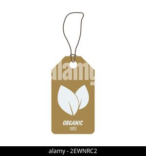 Label Tag Papier Natur Label isoliert auf weißem Hintergrund Eco Natur Konzept. Stockfoto