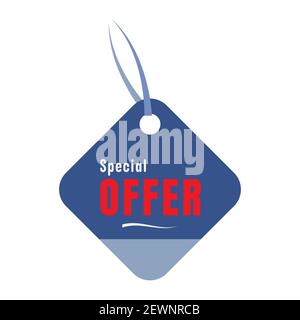 Label Tag Papier Sonderangebot isoliert auf weißem Hintergrund. Stockfoto