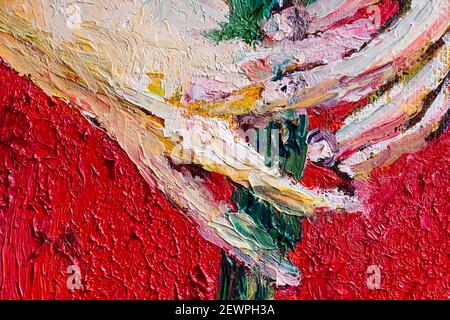 Nahaufnahme der Ölgemälde Textur mit Pinselstrichen und Messerstriche in der Palette Stockfoto