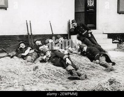 Vintage World war One Photo - WWI: Belgische Soldaten nach der Schlacht von Halen. Stockfoto