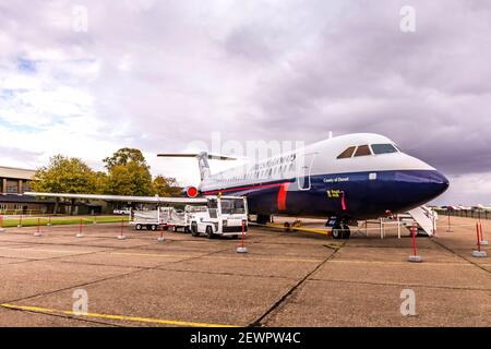 BAC 111 auf dem Hardstand im Imperial war Museum, Duxford, Cambridgeshire, England. Auch bekannt als BAC One-Eleven und BAC 1-11 Stockfoto