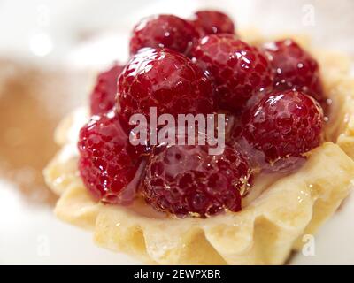 Gelee Himbeer-Tartlet, Nahaufnahme Stockfoto