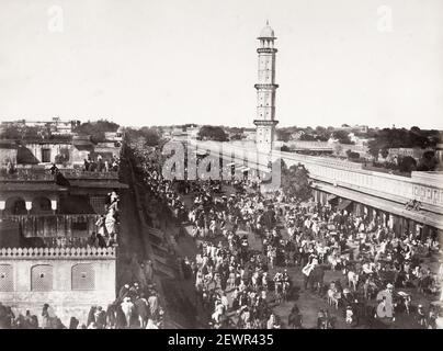 Vintage Ende 19th Jahrhundert Foto: Große koloniale Prozession, Indien, Jaipur, Jeypore c.1880. Stockfoto