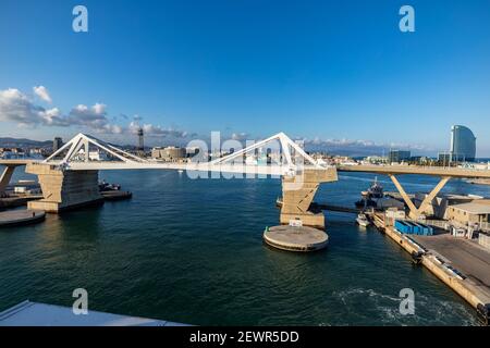 Bascule Brücke Im Hafen Von Barcelona, Katalonien, Spanien, Europa Stockfoto