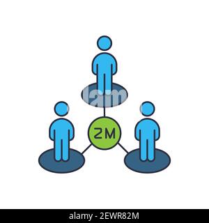 Soziale Distanzierung Symbol, Farbe, Linie, Kontur Vektor-Zeichen, lineare Stil Piktogramm isoliert auf weiß. Symbol, Logo-Illustration Stock Vektor